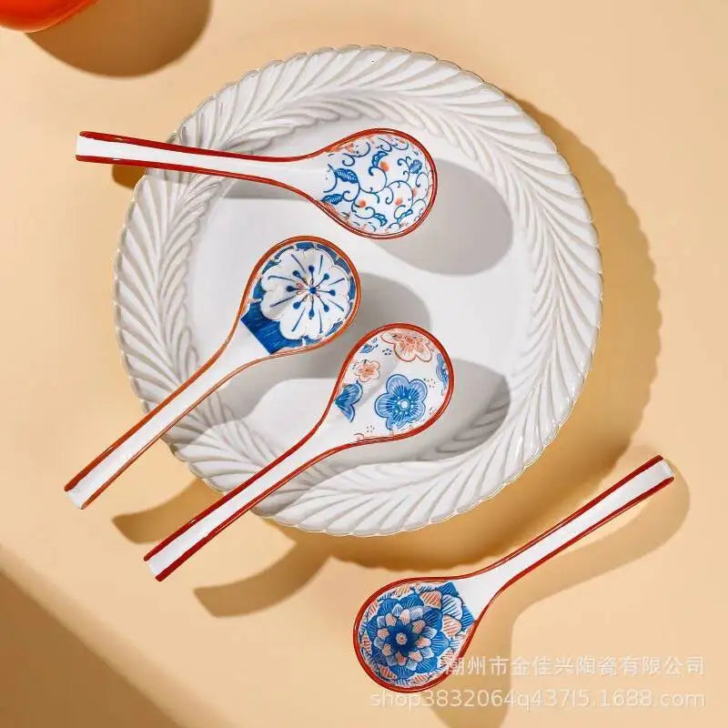 Japanese Ceramic Soup Spoon Everyday Ceramic Soup And Ramen Spoon With Long Handle Kitchen Tablewear Oasis Select