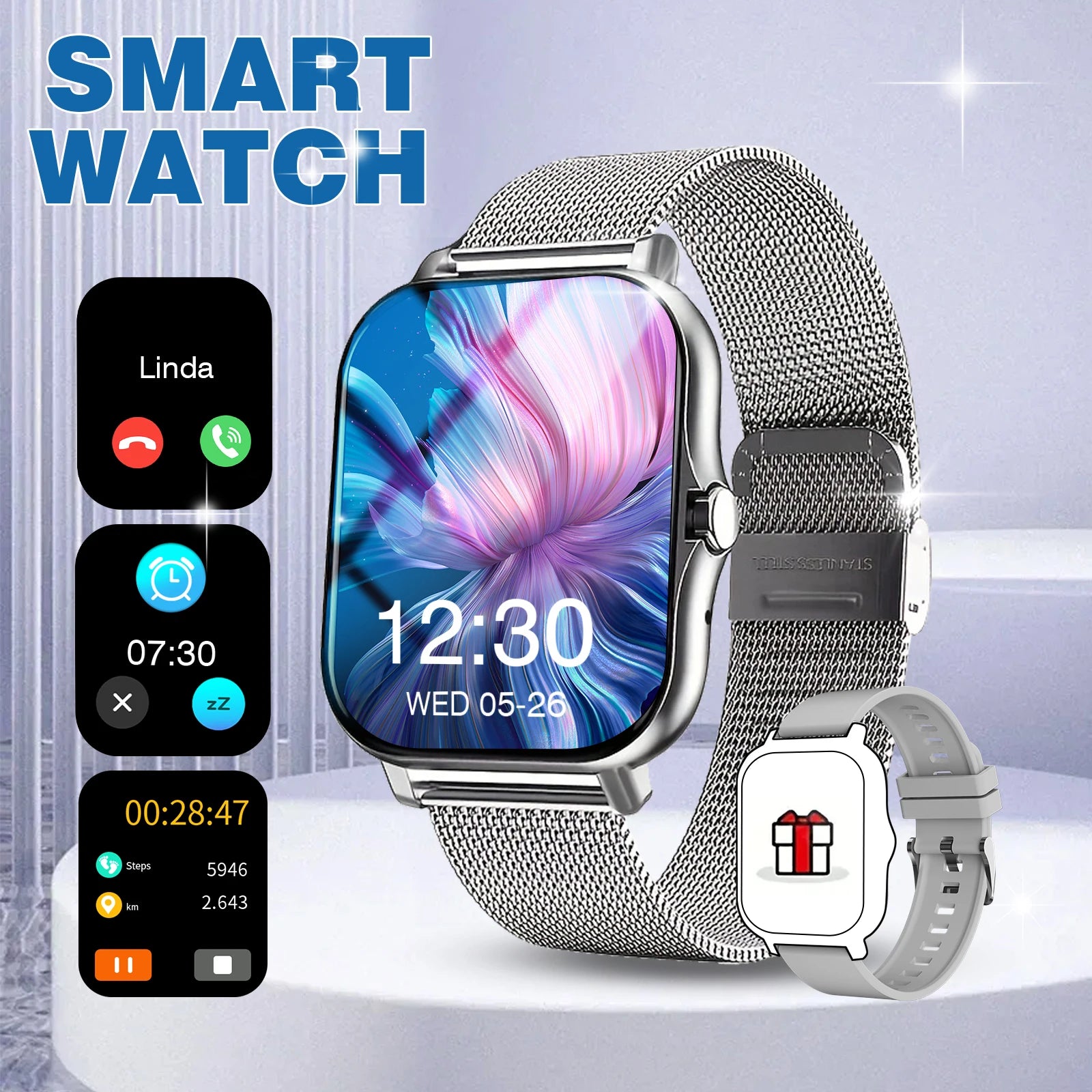 LOMAXFR Smart Watch – Bluetooth Calling, Fitness & Music