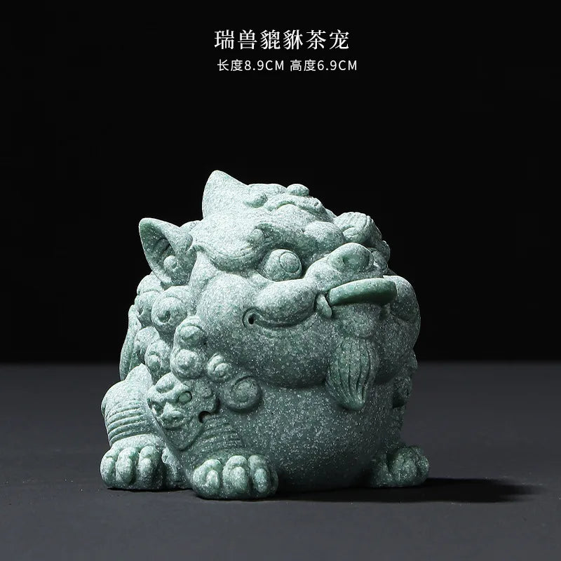 Fortune Comes Creative Pixiu Tea Pet Chinese Style Auspicious Beast Ornament Tea Set Accessory Home Decoration Display Gift Oasis Select Sweet Tea