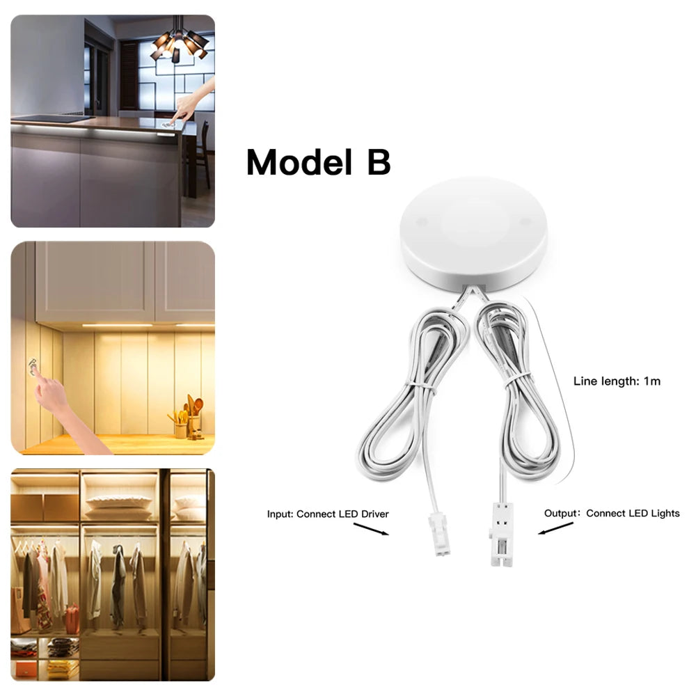 Wireless Touch Sensor Dimmer Control Hand Sweep Sensor Dimmable Light Switch for Cabinet Light Strip Penetrable 25mm Wood Panel Oasis Select Dupont Wire W