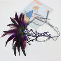 Feathers Design Half-Face Lace Mask Seductive Style Masquerade Feather Mask Fancy Prom Cosplay Masquerade Mask Oasis Select Black purple