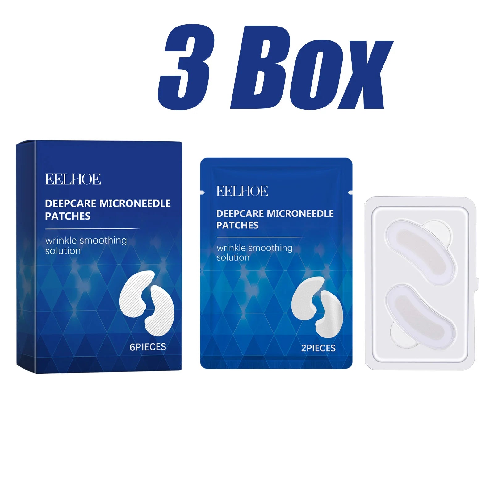 0.25mm Hyaluronic Acid Microneedle Patches Reduce Dark Circles Improve Eye Bags Puffiness Hydrating Anti-Aging Eye Care Oasis Select 3 Boxed
