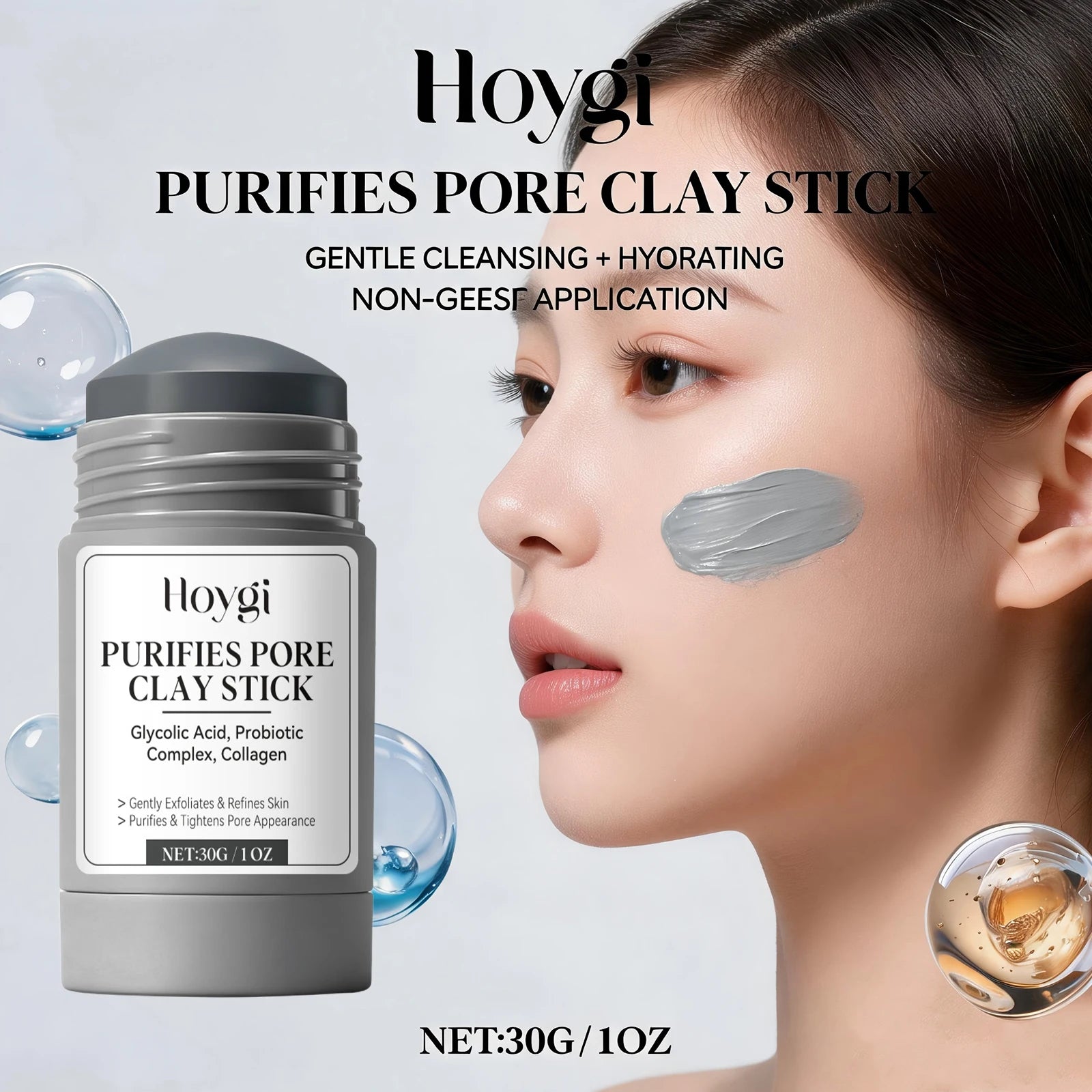 Pore Purifying Clay Mask Stick Blackhead Remover Pore Minimizing Deep Cleaning Brightening Skin Glycolic Acid Face Mask 30g Oasis Select
