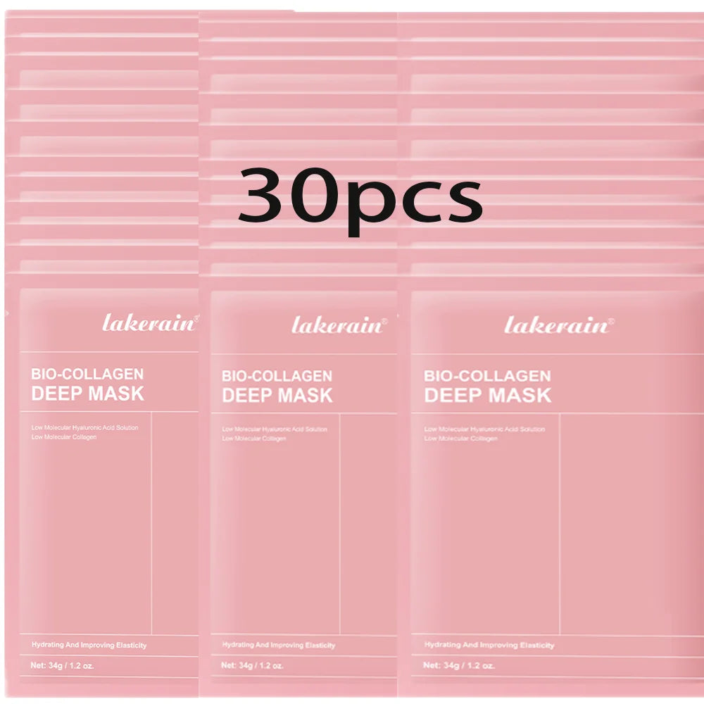 Bio-Collagen Real Deep Mask Supplement Collagen Hydrating Overnight Hydrogel Mask Elasticity Improvement Pore Minimizing Firming Oasis Select 30pcs
