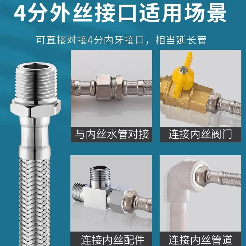 G1/2 Internal and external threaded braided tube Shower Hose Stainless Steel Flexible Shower Head Pipe for Bathroom Accessories Oasis Select