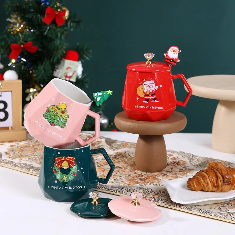 Christmas Creative Water Cups, Christmas Ceramic Cups, Christmas Tree, Snowman, Santa Claus Mugs, Coffee Cups, Festival Gift Oasis Select