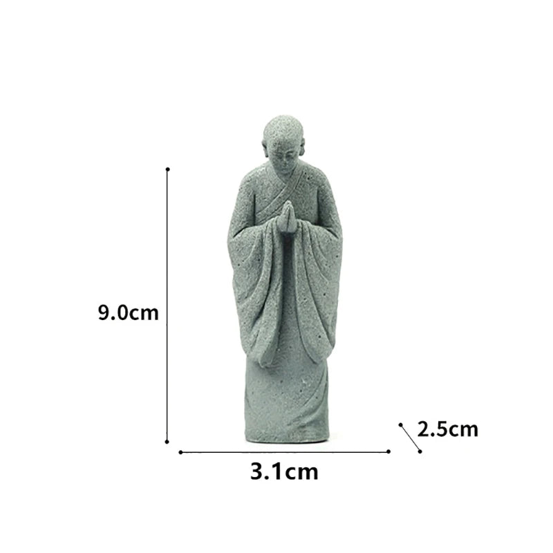 Wishing Monk Buddhist Micro Landscape Stone Fish Tank Moss Landscaping Zen Oriental Aesthetics Garden Ornaments Oasis Select A3