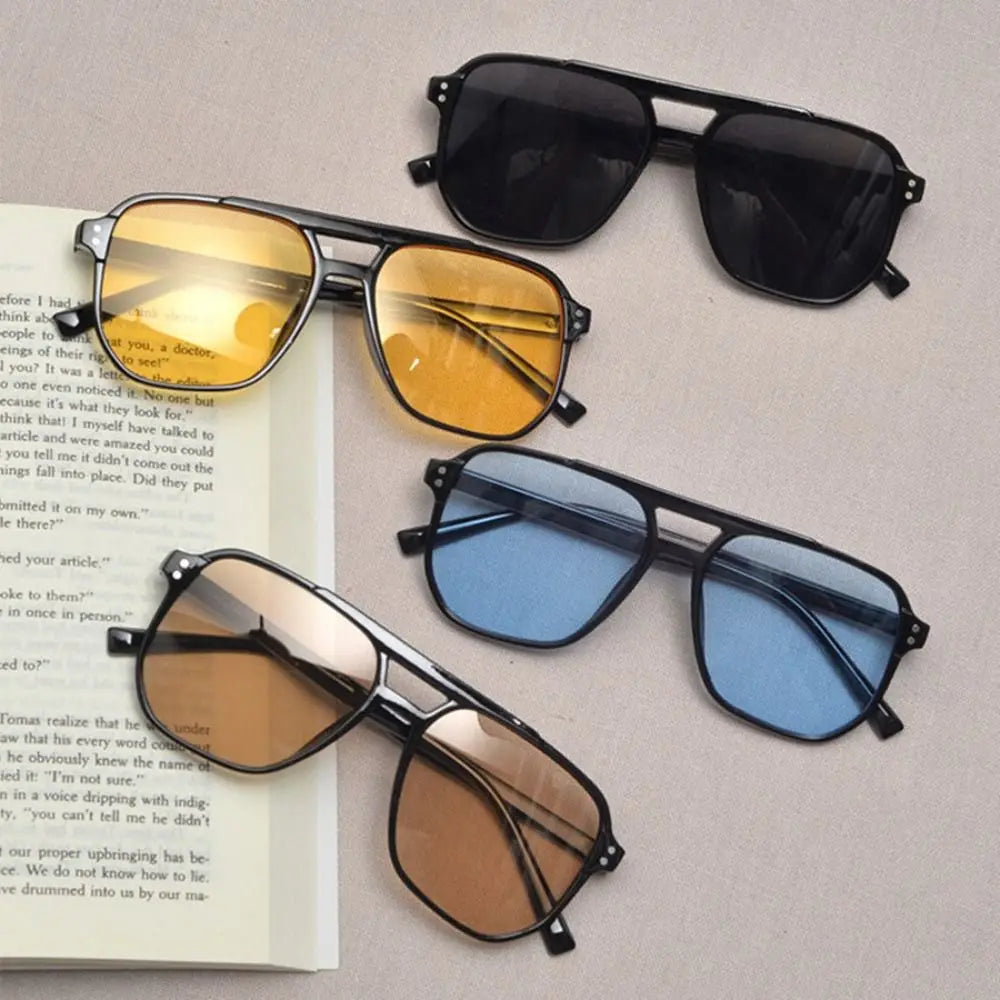 Punk Square Frame Sunglasses Anti-UV Travel Accessories Black Shades Glasses Beach Eye Protection Retro Sunglasses for women men Oasis Select
