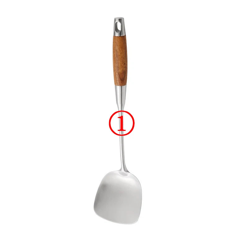 4-Piece Stainless Steel Cooking Utensil Set – Wooden Handle Cooking Utensil Set Oasis Select 01