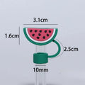 1pcs Straw Cap 3D Cute Cartoon 10mm Straw Cover 40oz Ice Cream Cup Dust Stopper Fruit Series Convenient Home Furnishings Oasis Select watermelon
