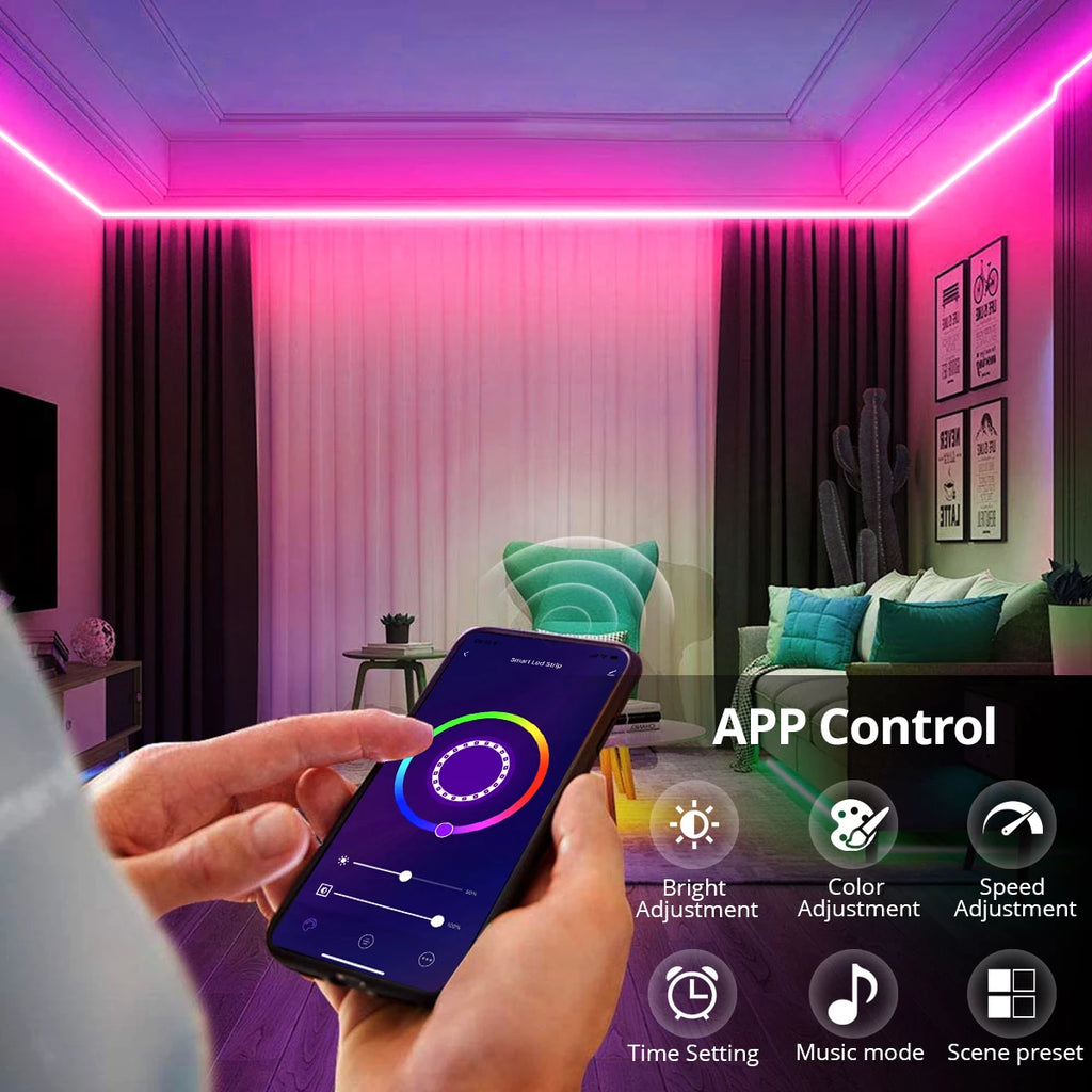 12V RGB LED Neon Strip Lights Waterproof SMD3535 Smart WiFi App Control Flexible Silicone Gel Tape Ambient Lamp for Alexa Google Oasis Select