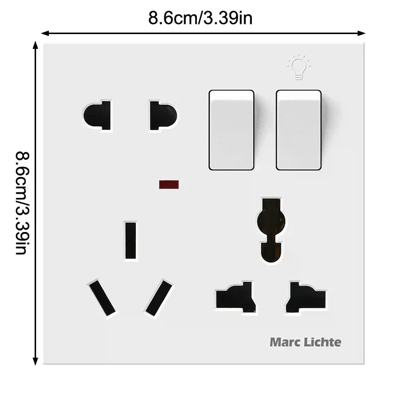 Universal Wall 86 Type Multifunctional Eight-Hole 5pin Power Plug Two Or Three Plugs With 1Gang Switch Control Socket Oasis Select