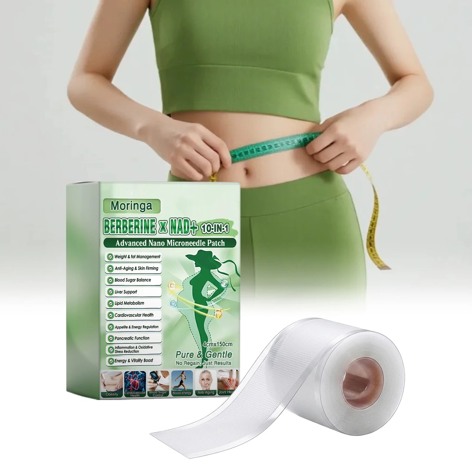 4cmx150cm Microneedle Body Care Patch Breathable Cuttable Gentle Skin Nourishing Body Shaping For Abdomen Thigh Arm Daily Use Oasis Select