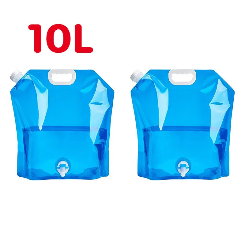 1/3/5Pcs 10L Camping Water Bag Portable Folding Water Bucket Large Water Container Outdoor Travel Collapsible Pouch Can Oasis Select Blue-2PCS