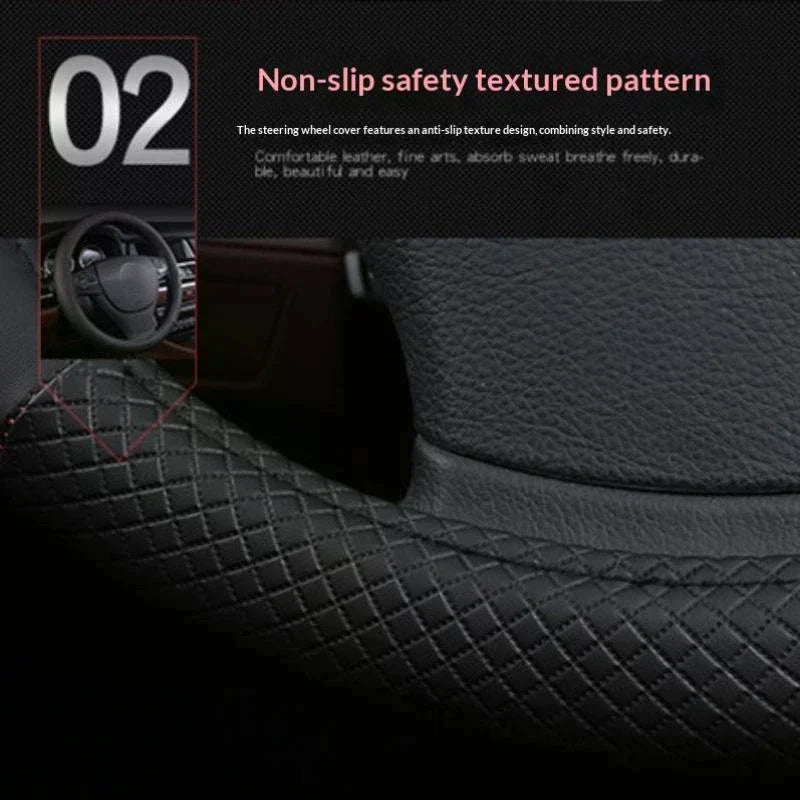 Universal Car Steering Wheel Cover For 37-38cm Steer Wheel Faux Leather Breathable Car Wheel Cover Interior Auto Accessories Oasis Select