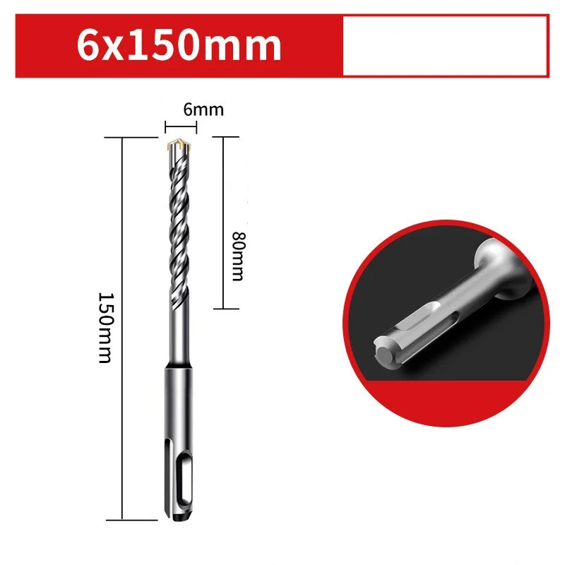110/150/200mm Electric Hammer Drill Bits Cross Type Tungsten Steel Alloy SDS Plus for Masonry Concrete Rock Stone Oasis Select 6x150mm