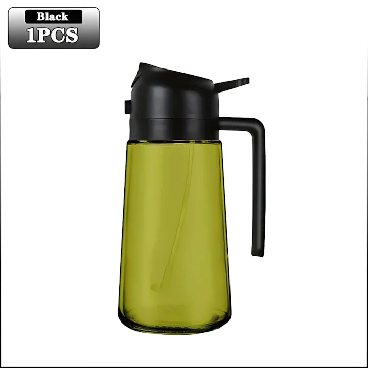 2-in-1 Dark Glass Oil Sprayer Olive Oil Dispenser Black Lightproof Oil Sprayer for Cooking Salads and Barbecues Barbecue Tools Oasis Select Black