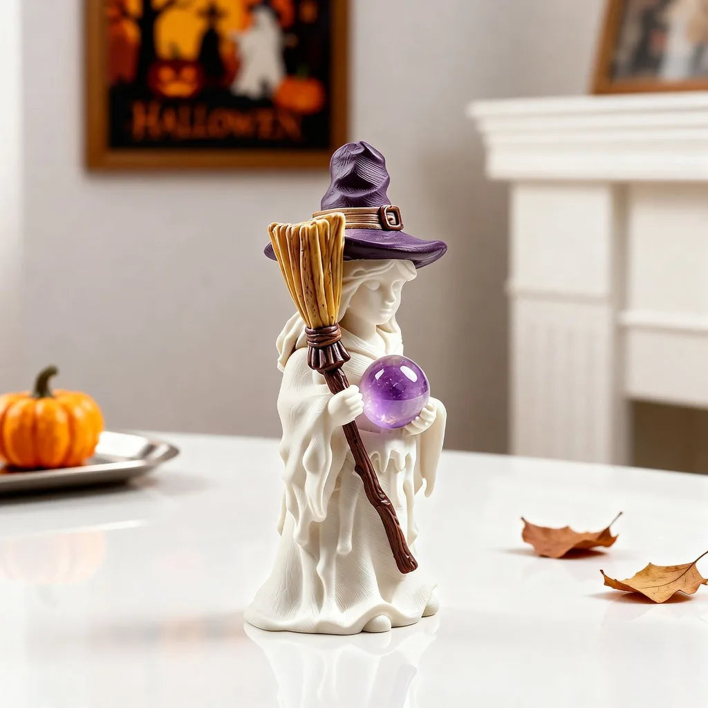 3D Halloween Witch Silicone Mold Witch Holding Crystal Ball Mold for Candle Plaster Resin Craft Home Decor Oasis Select