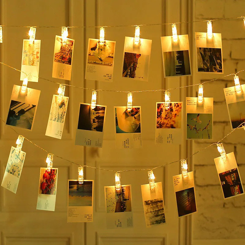 1M 2M Photo Clips String Lights Christmas Fairy Lights Battery-operated Garland Hanging Picture Cards Holder Holiday Lamp Decor Oasis Select
