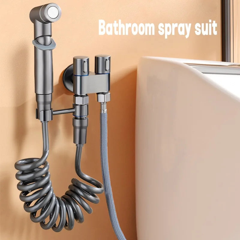 Toilet Cleaning Bidet Toilet Sprayer Set Water Portable Handheld Bidet Sprayer Shower Double Outlet Angle Valve Accessories Oasis Select