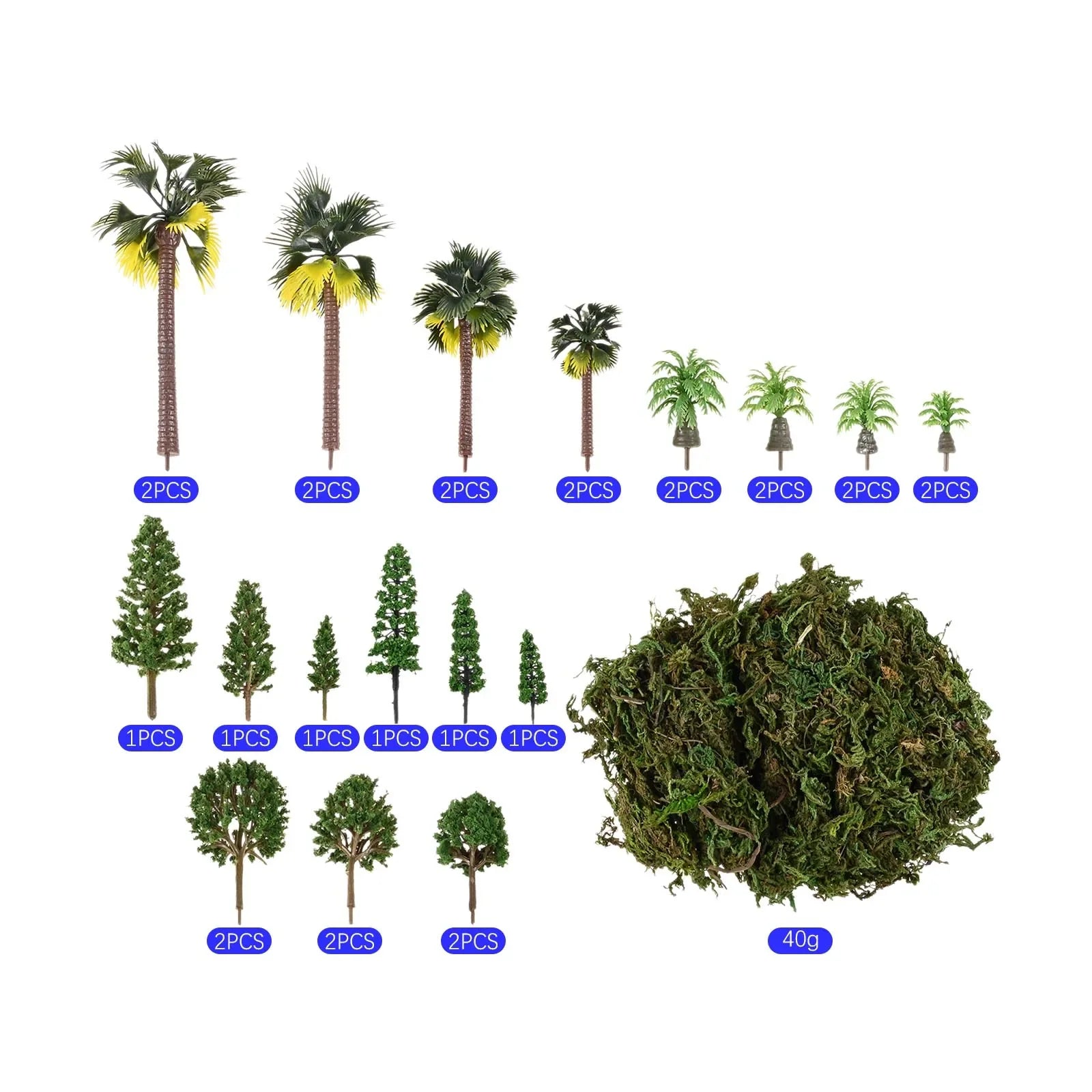 28Pcs Miniature Craft Trees Different Sizes and Styles for DIY Micro-landscape Decoration,realistic Architectural Models Durable Oasis Select