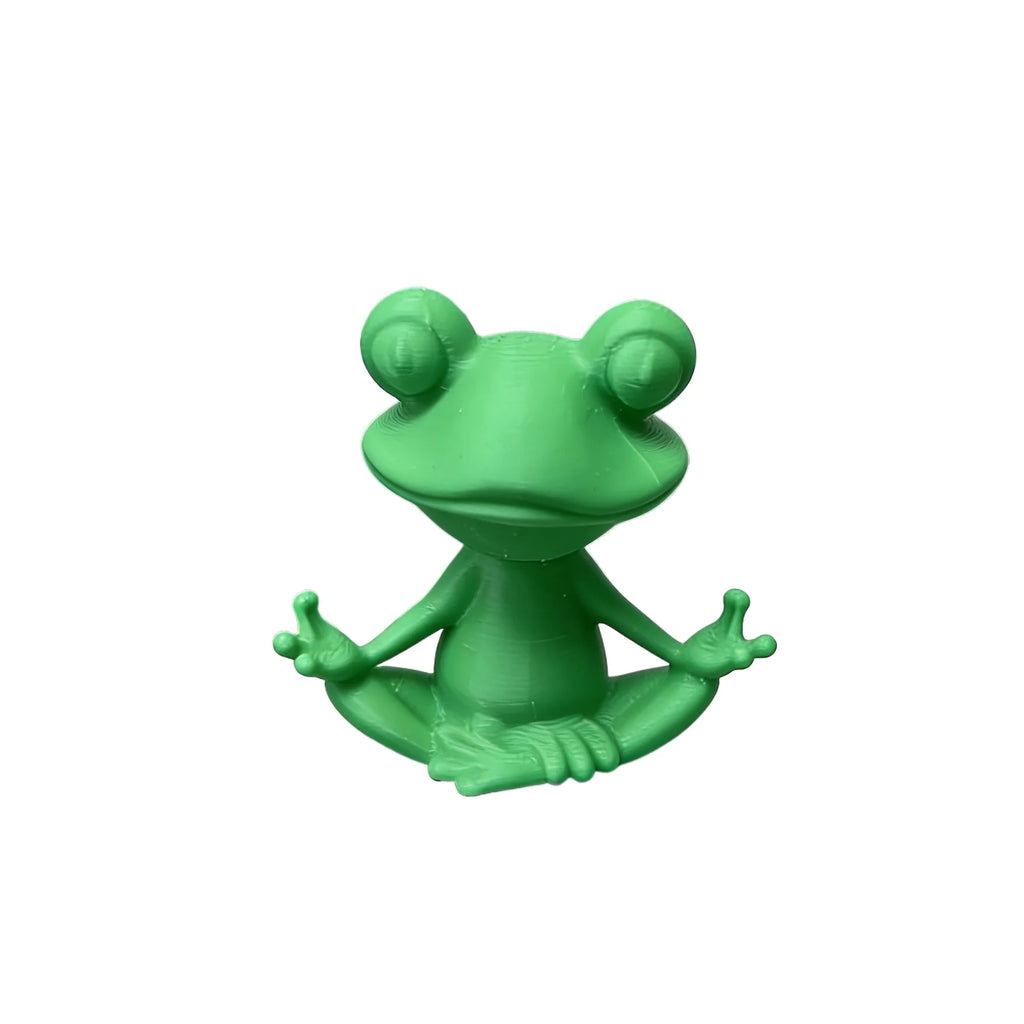 3D Meditation Frog Statue Yoga Lotus Pose Stable Cross Base Plastic Indoor and Outdoor Zen Statue Bookshelf Small Sculpture Oasis Select green