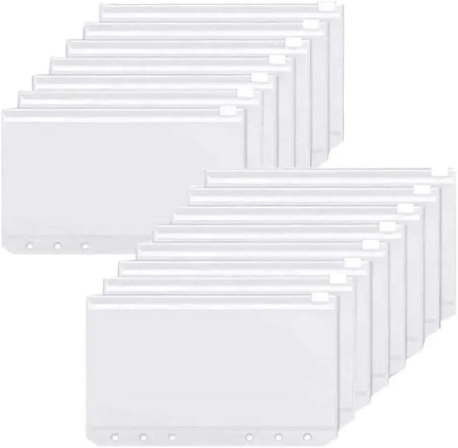 Binder Pockets A6 6-Hole Zipper Binder Pockets Waterproof PVC Cash Budget Envelopes Loose Leaf Bag For Binder Notebook Planner Oasis Select