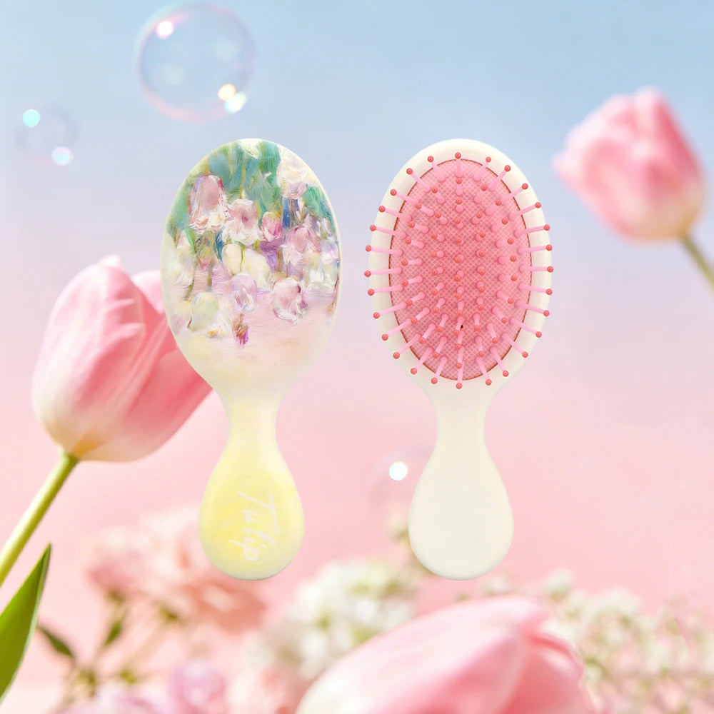 Mini Tulip Air Cushion Hairbrush – Anti-Static Detangling Travel Comb