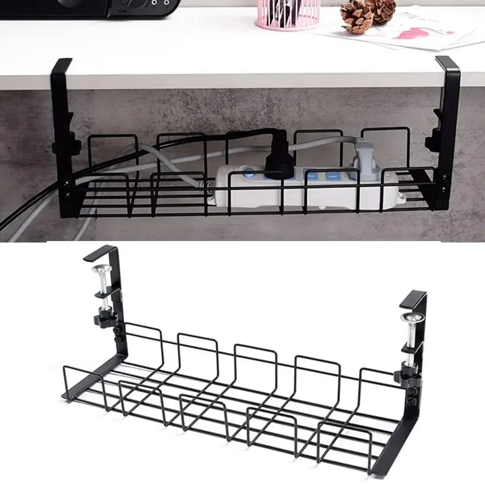 Under Table Storage Rack Metal Cable Management Tray Home Office Desk Wire Organizer No Punching Kitchen Storage Accessories Oasis Select