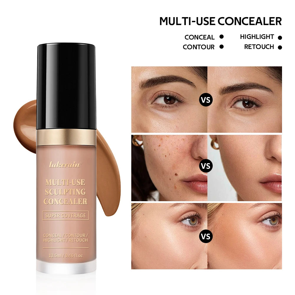 Full Coverage Concealer With Free Brush Matte Foundation Oil Control Long Lasting Face Makeup Multi-Use Highlight Retouch Cream Oasis Select