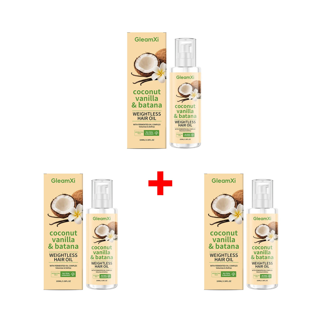 Coconut Vanilla & Batana Hair Oil Volumizing Serum for Frizzy, Dry & Damaged Hair Adds Shine Reduce Frizz Daily Nourishing Hair Oasis Select 3pcs