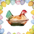 SXH Hen Glass Dish Crystal Glasses Candy Dish With Lid Hen-Shaped Chicken Fruit Bowl Dessert Snacks Plate Retro Bowl Jar Oasis Select A