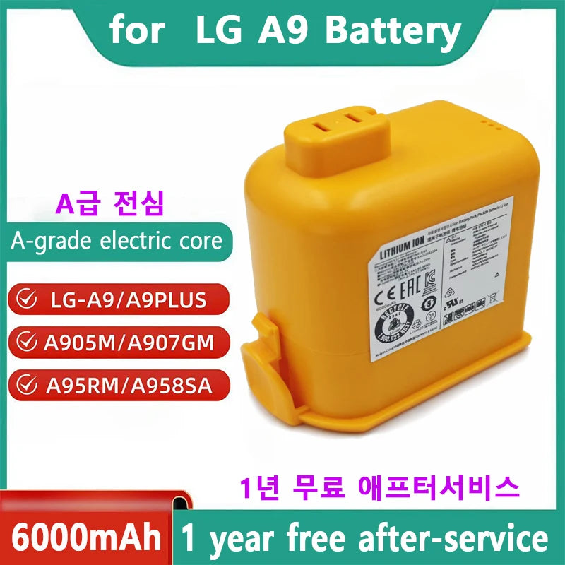 6000mAh New Battery EAC63382208 EAC63758601 for LG Cord Zero A9 Plus A9 Max A9K Pro A9M A9MASTER2X A9MULTI A9MULTI2X A9PETNBED Oasis Select