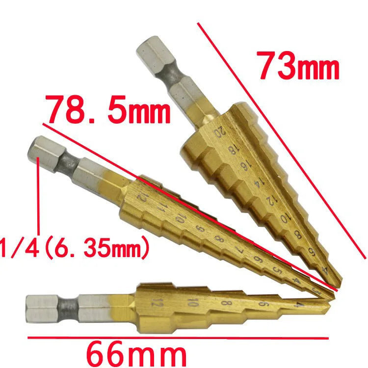 SLADE HSS Titanium Step Drill Bit Set 3-12 4-12 4-20mm Step Drill Bit Set Oasis Select
