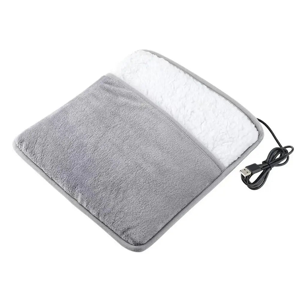 USB Electric Foot Warmer Heating Pad – Plush, Washable Electric Heating Pad Oasis Select gray
