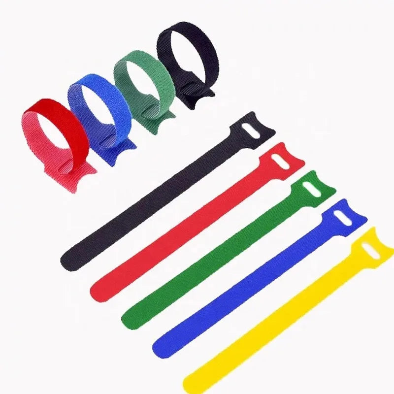 10-100pcs Releasable Cable Ties Wire Organizer Black 15cm Nylon Hook Loop Straps Wrap Zip Bundle Bandage Tie Plastics Fastening Oasis Select