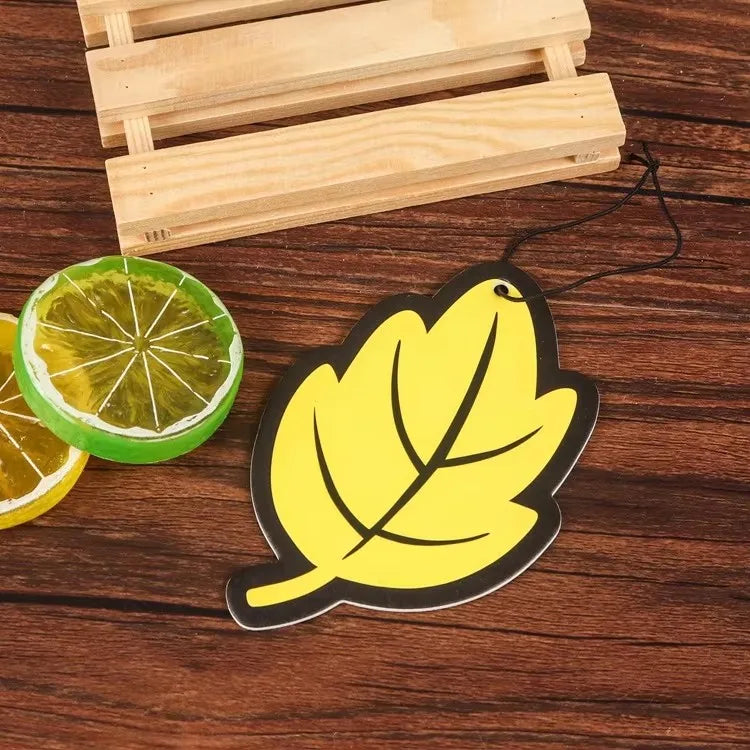 1/2/3/4Pcs Car Air Freshener Natural Scented Tea Paper Auto Hanging Vanilla Perfume Fragrance Leaf Shape Car Interior Oasis Select 1pcs-yellow