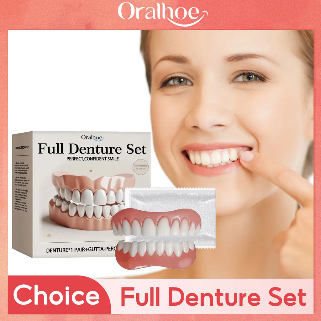 Silicone False Teeth Upper Lower Veneers Dentures Whitening Fake