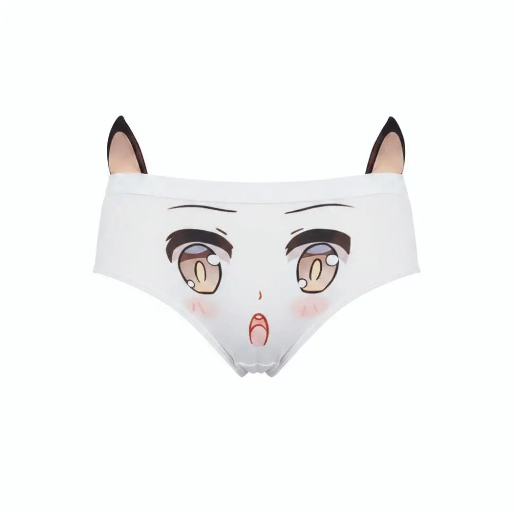 Waist and Hip 3D Ear Women Lingerie Cute Face Printed Comfortable Underwear Breathable Girl Knickers Women Girls Oasis Select
