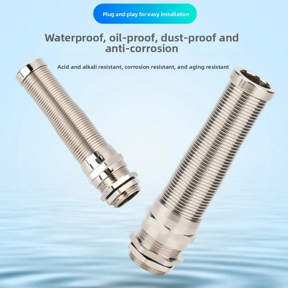 Anti-bending Cable Gland Nickel Plated Brass Waterproof Joint IP68 Seal Jiont LED Lamp Connector PG7 PG9 PG11 PG13.5 PG16 PG21 Oasis Select