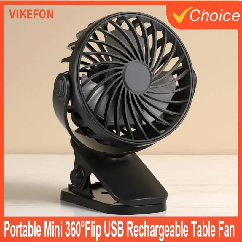 Portable Mini 360°Flip USB Rechargeable Table Fan Clip-on Type Desk Fan Hanging Clip Fan Night Light Air Cooler Outdoor Oasis Select