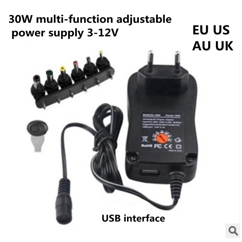 3V 4.5V 5V 6V 7.5V 9V 12V 2A/2.5A AC/DC Adapter US/EU/UK/AU Adjustable Power Adapters USB Universal Charger Switch Power Supply Oasis Select
