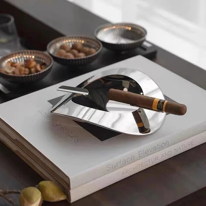 Modern Italian Minimalist Stainless Steel Cigar Ashtray Decoration Tea Room Study Desktop Fashionable Home Decor Oasis Select