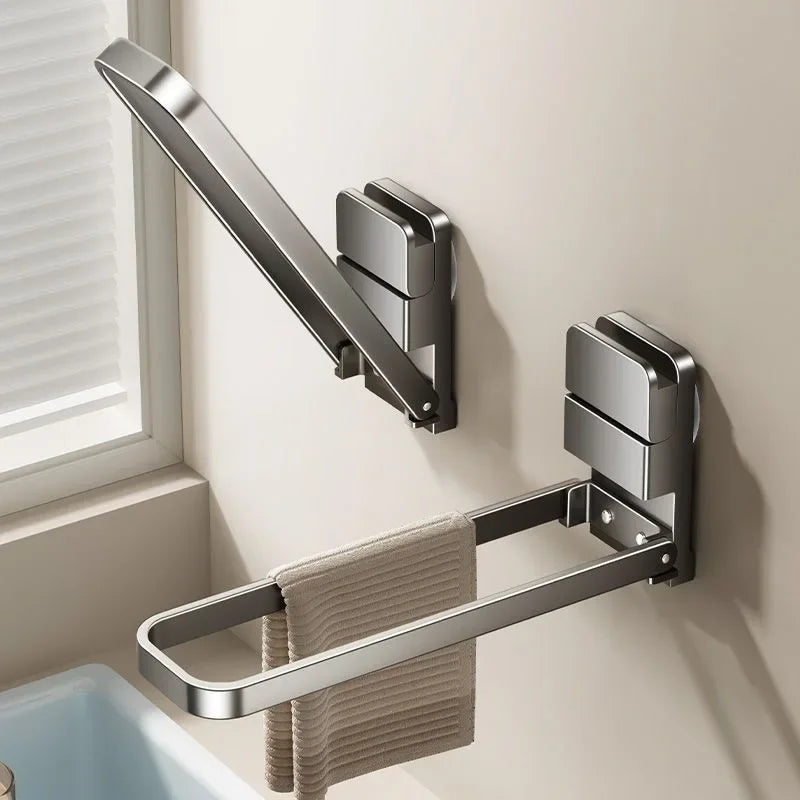 Foldable Towel Rack with a Suction Cup Bathroom Towel Holder No-Drill Towel Rack Towel Bar Self-Adhesive Bathroom Towel Rail Oasis Select