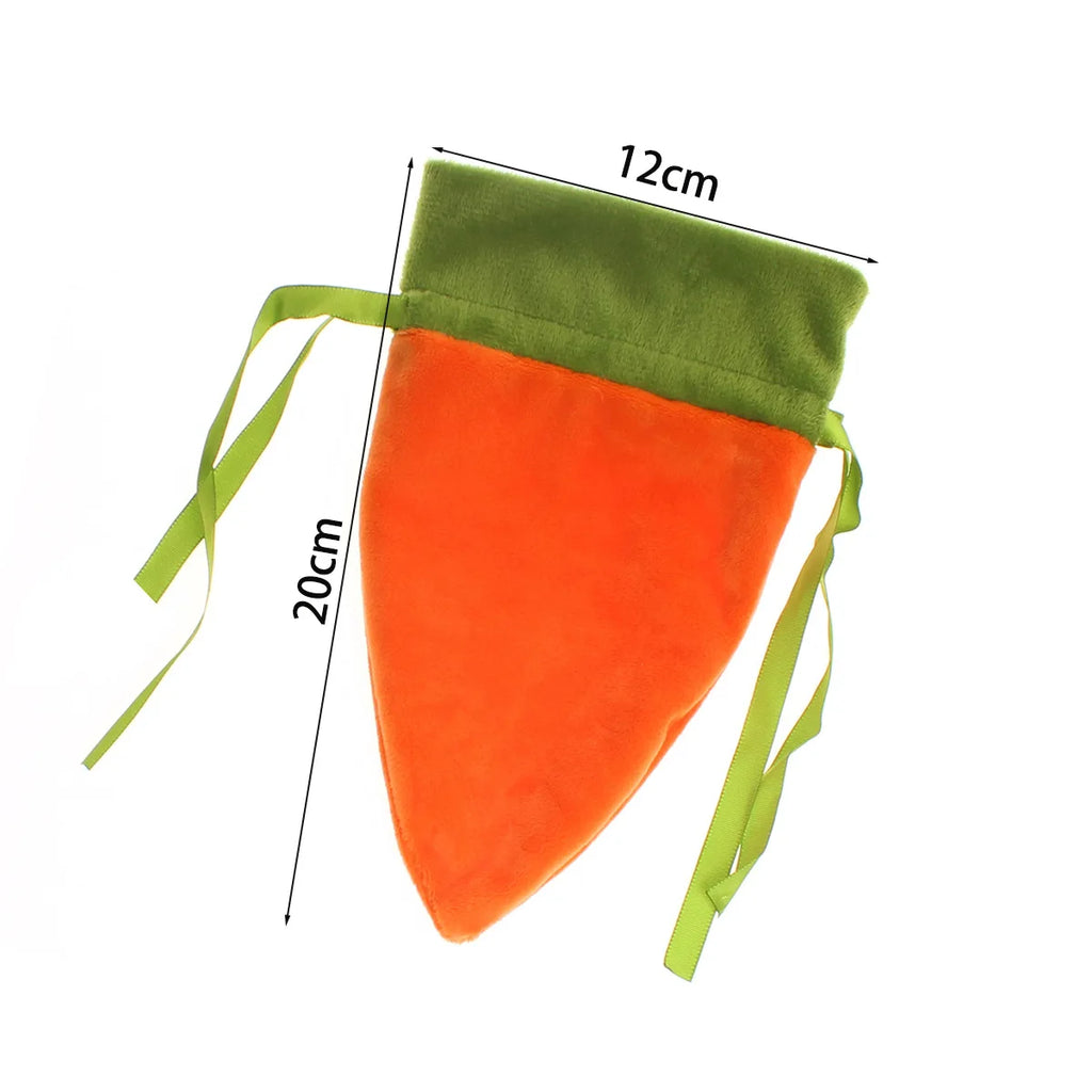 Easter Carrot Drawstring Gift Bag | Cute Velvet Candy Bag