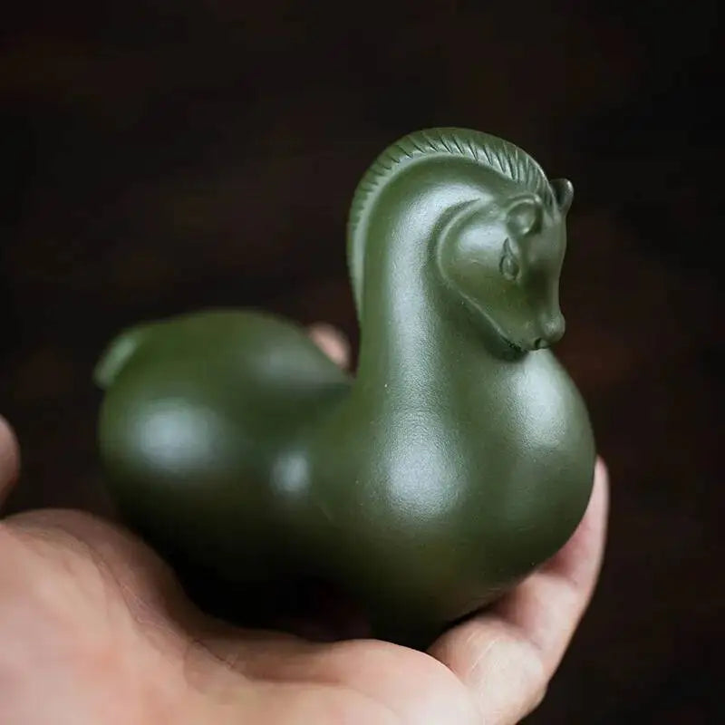Purple Clay Tea Pet Horse Ornament Creative Tea Ceremony Green Clay Zodiac Tang Horse Tea Set Table Accessories Green Horse Oasis Select