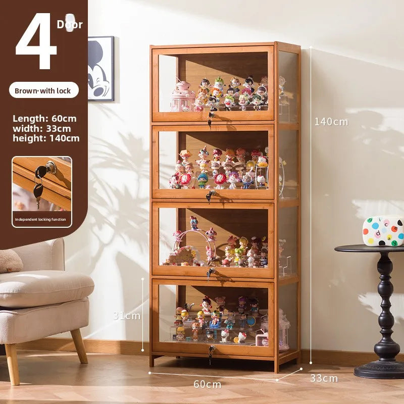 Figure display cabinet with lock acrylic display stand transparent dustproof model building block ornament shelf display box Oasis Select Four floors 60 long