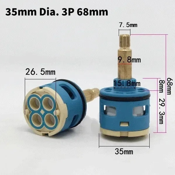 1PC Watersaving Replacement Ceramic Spool Shower Room Faucet Water Mixer Tap Cartridge Replace Valve Kitchen Bathroom Accessory Oasis Select 35mm Dia. 3P 68mm