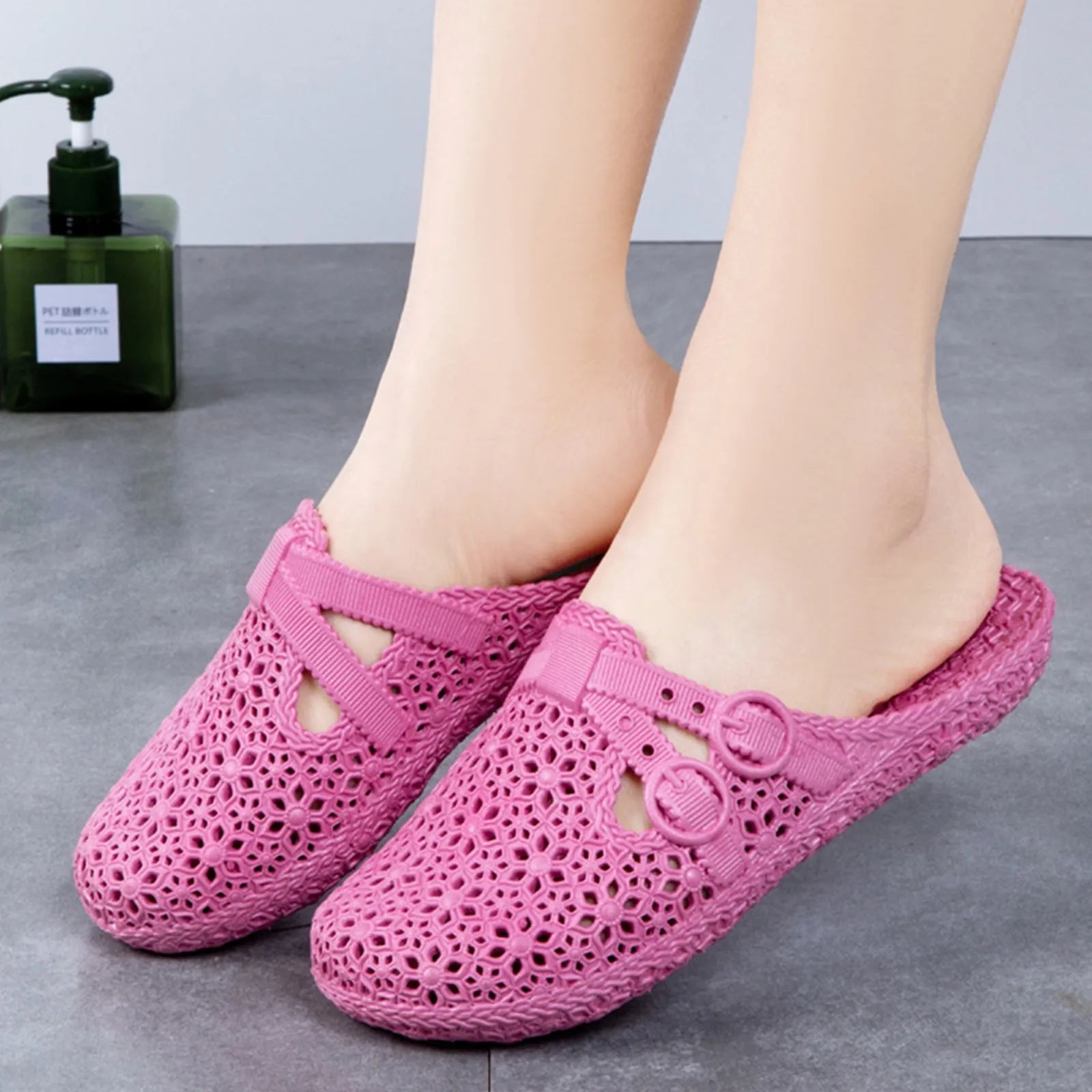 Wrapped Toe Breathable Slippers Women Summer Outer Wear Hole Shoes Home Fashion Casual Hollow Out Slip On Buckle Slipper Female Oasis Select