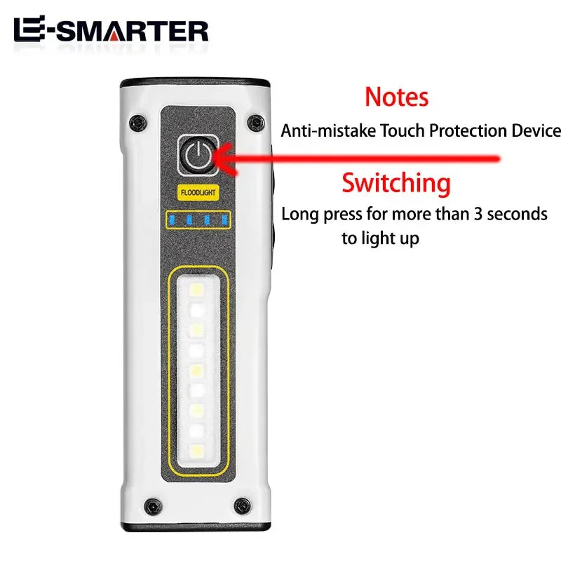 MINI Portable Rechargeable LED Flashlight Outdoor Emergency Service Lamp with Magnetic Powerful Long Range Flashligt for Fishing Oasis Select (White)STD01